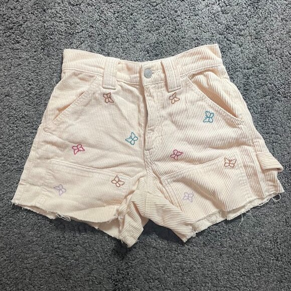 Pacsun Yellow Ribbed Shorts with Butterflies - Picture 1 of 3